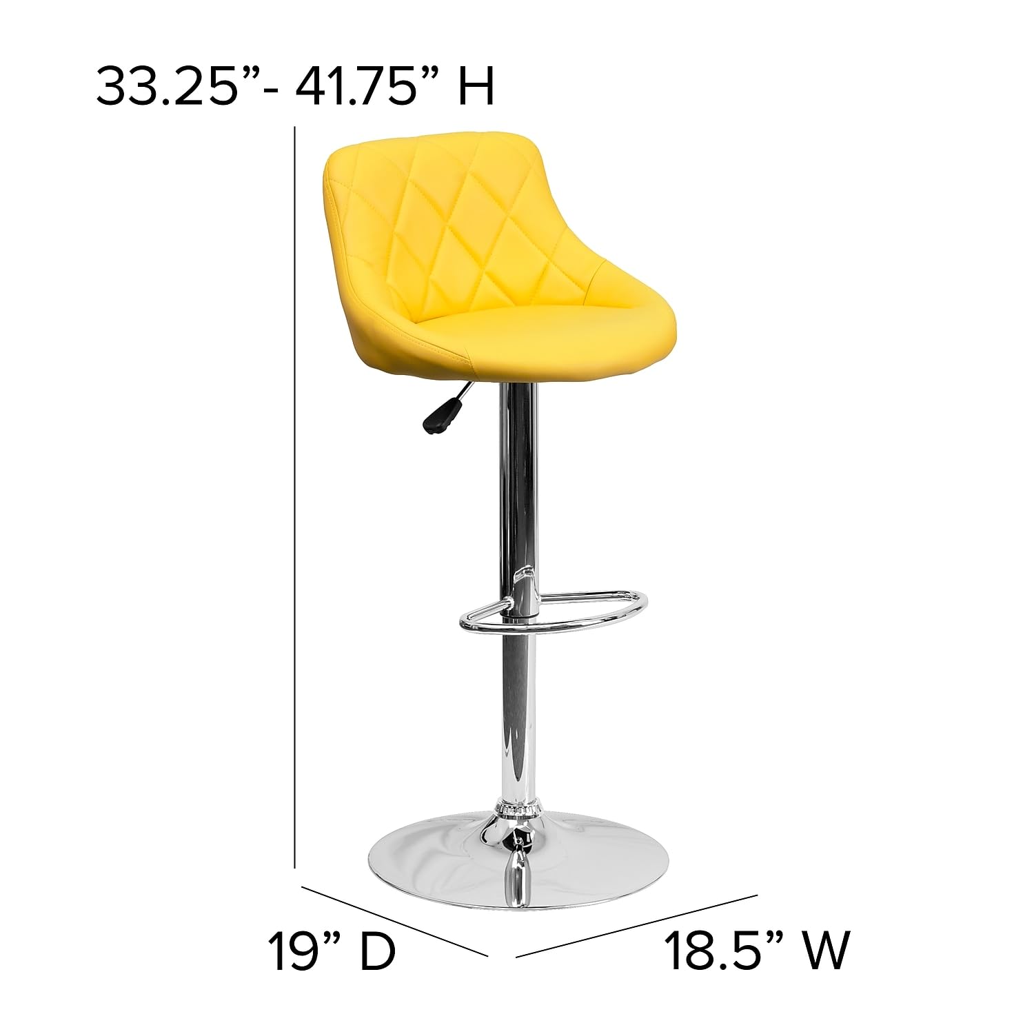Flash Furniture Bucket Seat Adjustable Height Barstool Yellow