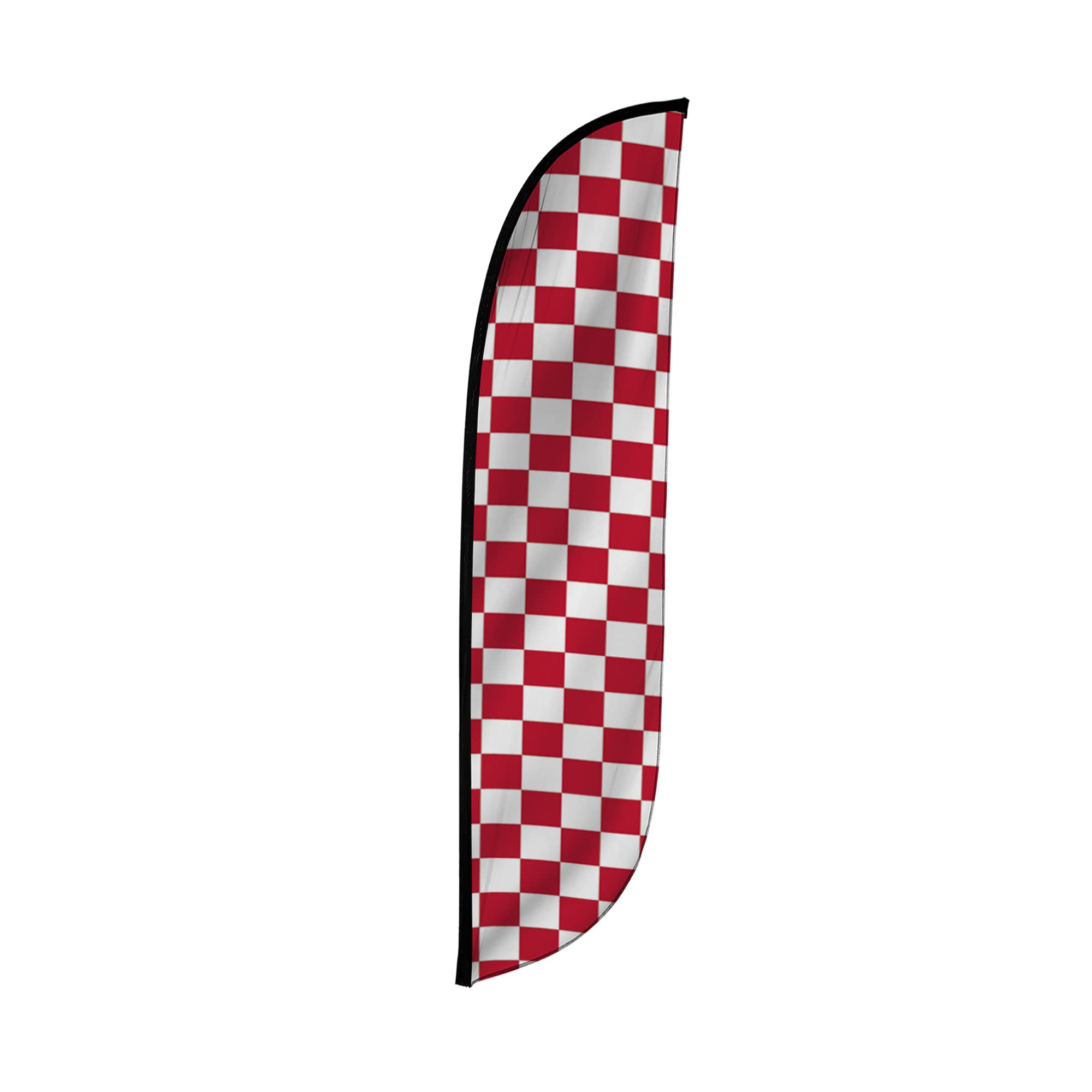Lookourway Feather Flag - 12Ft Tall Advertising Flag Banner For Business And Events Promotion - Flag Only - Checkered, Red And W