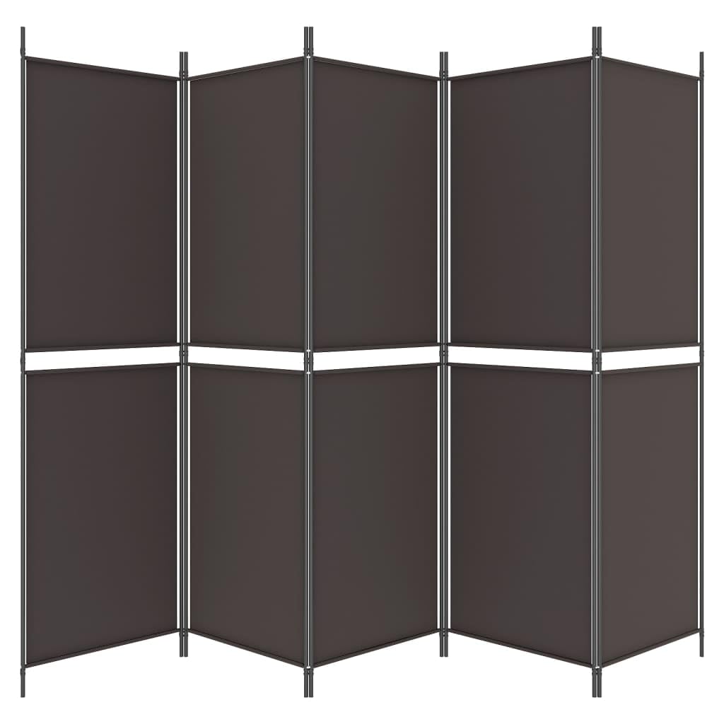 vidaXL 5-Panel Room Divider Brown – Durable 100% Polyester Fabric Room Partition – Functional Foldable Design – Ideal for Living Room, Bedroom and Office Space Divider