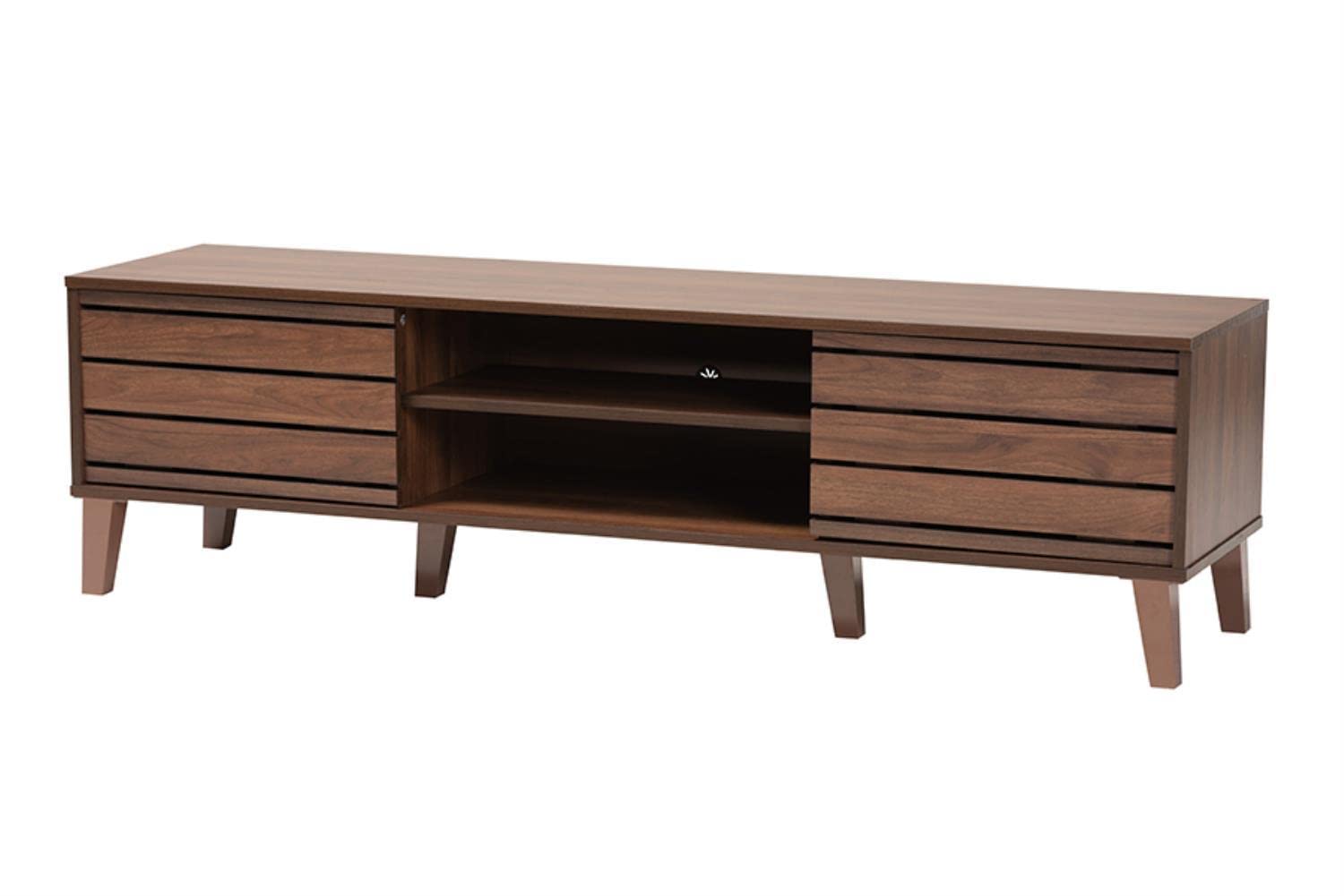 Baxton Studio Teresina Walnut Brown Finished Wood 2-Door TV Stand