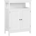 Yaheetech Bathroom Floor Storage Cabinet, Wooden Free Standing Storage Organizer with 2 Doors & Adjustable Shelf for Living Room