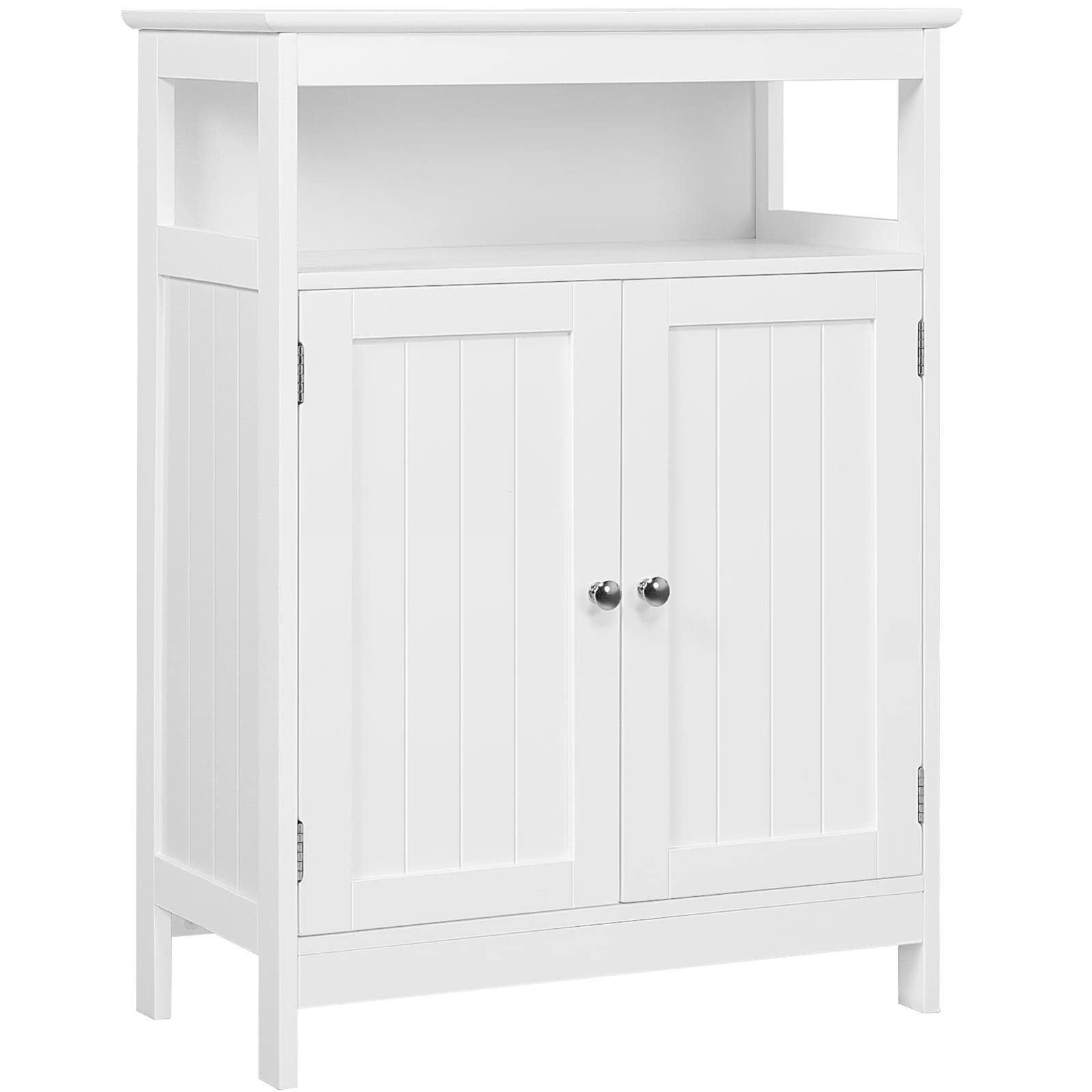 Yaheetech Bathroom Floor Storage Cabinet, Wooden Free Standing Storage Organizer with 2 Doors & Adjustable Shelf for Living Room