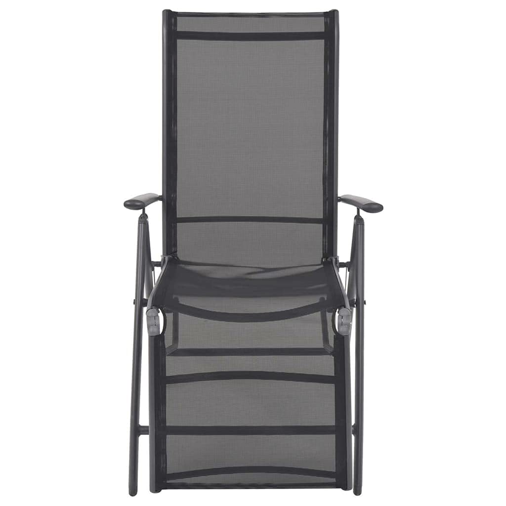 vidaXL Outdoor Reclining Deck Chair - 100% Aluminum Frame with Weather-Resistant Textilene Fabric and Adjustable Backrest, Foldable for Space-Saving Purpose - Black