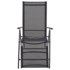vidaXL Outdoor Reclining Deck Chair - 100% Aluminum Frame with Weather-Resistant Textilene Fabric and Adjustable Backrest, Foldable for Space-Saving Purpose - Black