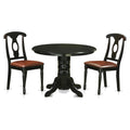 East West Furniture SHKE3-BLK-LC 3 Piece Kitchen Table & Chairs Set Contains a Round Dining Room Table with Pedestal and 2 Faux Leather Dining Room Chairs, 42x42 Inch, Black