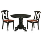 East West Furniture SHKE3-BLK-LC 3 Piece Kitchen Table & Chairs Set Contains a Round Dining Room Table with Pedestal and 2 Faux Leather Dining Room Chairs, 42x42 Inch, Black