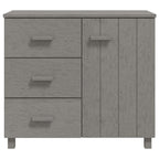 vidaXL Solid Pinewood Sideboard HAMAR - Light Gray Decorative Cabinet with 1 Door and 3 Drawers, Stable and Spacious Wooden Highboard Furniture