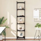 vidaXL 6-Tier Bookcase - Black Metal Frame and Engineering Wood Free-Standing Unit
