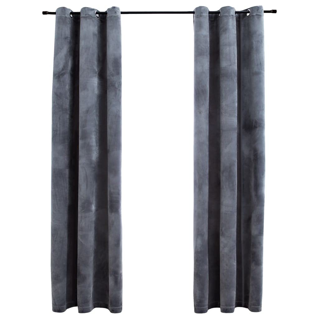 vidaXL 2X Blackout Curtain with Rings Window Blind Covering Drape Drapery Interior Privacy Bedroom Living Room Anthracite 37&quot;x63&quot; Velvet