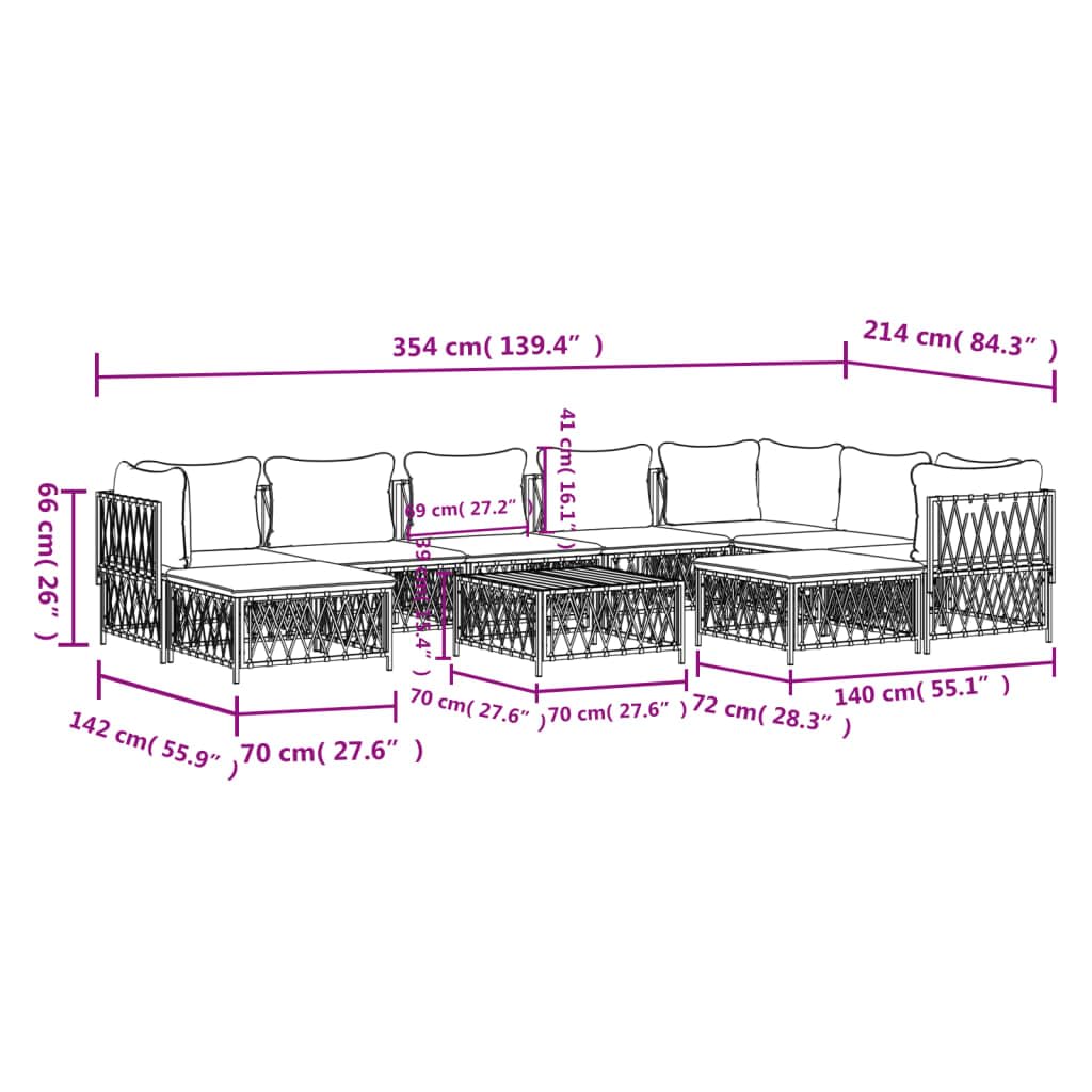 vidaXL 10 Piece Patio Lounge Set - Steel Frame, Comfortable Woven Fabric Sofas with Thick Padded Cushions, Modular Design, Easy-to-Maintain, Suit for Garden and Outdoor Use