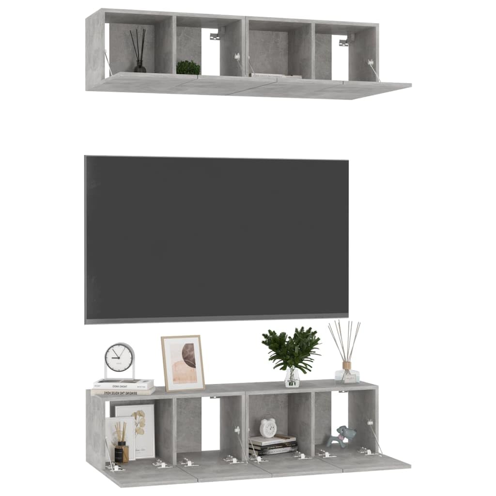 vidaXL 4X TV Cabinets Home Living Room Furniture TV Stand HiFi Stereo Cabinet Media Unit Entertainment Center Concrete Gray Engineered Wood