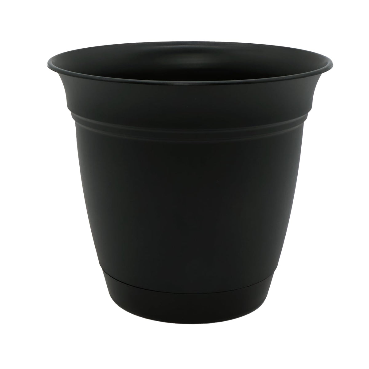 The Hc Companies 6 Inch Eclipse Round Planter With Saucer - Indoor Outdoor Plant Pot For Flowers, Vegetables, And Herbs, Black