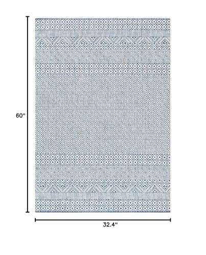Safavieh Courtyard Collection 2'7' X 5' Blue / Navy Cy8235 Indoor-Outdoor Waterproof Easy-Cleaning Patio Backyard Mudroom Area-Rug