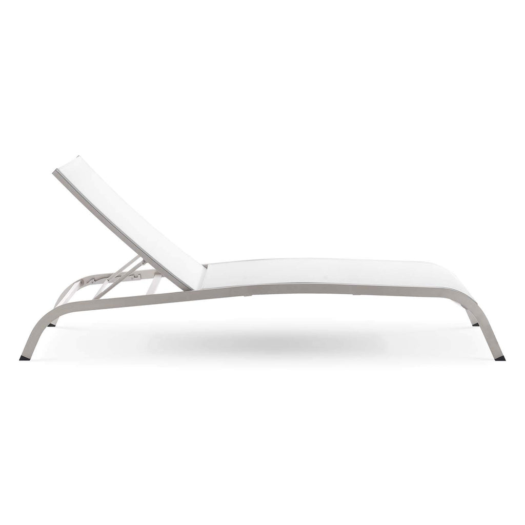 Modway Savannah Outdoor Patio Mesh Chaise Lounge Chair In White 25 X 76.5 X 12