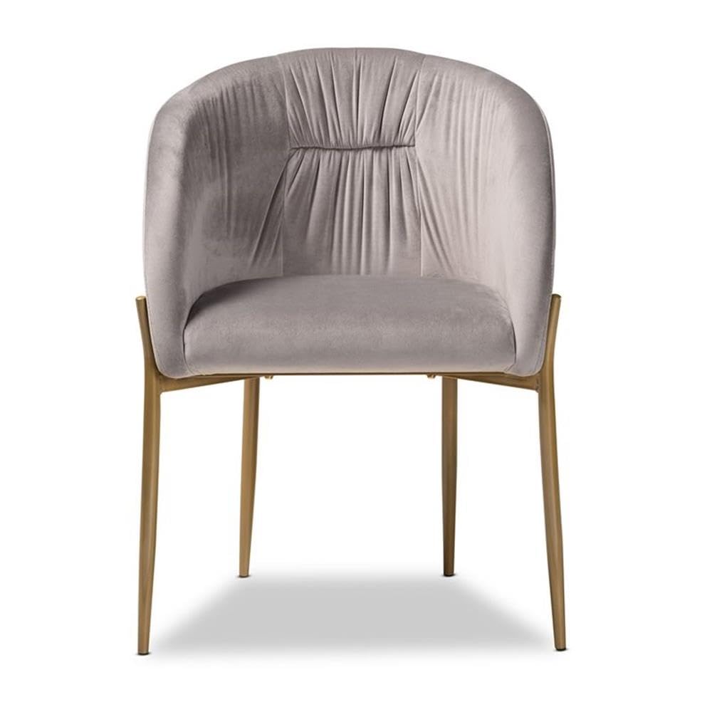 Baxton Studio Ballard Modern Luxe and Glam Grey Velvet Fabric Upholstered and Gold Finished Metal Dining Chair