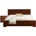 Trent Wooden Platform Bed in Walnut, Twin with 1 Nightstand