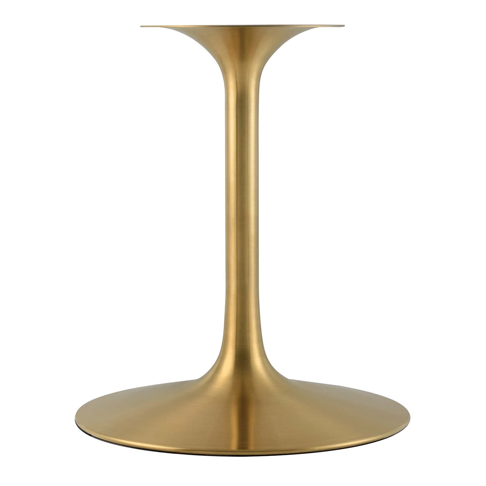 Modway Lippa 54" Mid-Century Dining Table with Round Artificial Marble Top in Gold White