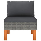 vidaXL 3 Piece Patio Lounge Set - Gray PE Rattan and Solid Eucalyptus Wood - Includes Cushions with Removable Cover - Ideal for Outdoor Use - Warned Under California Proposition 65
