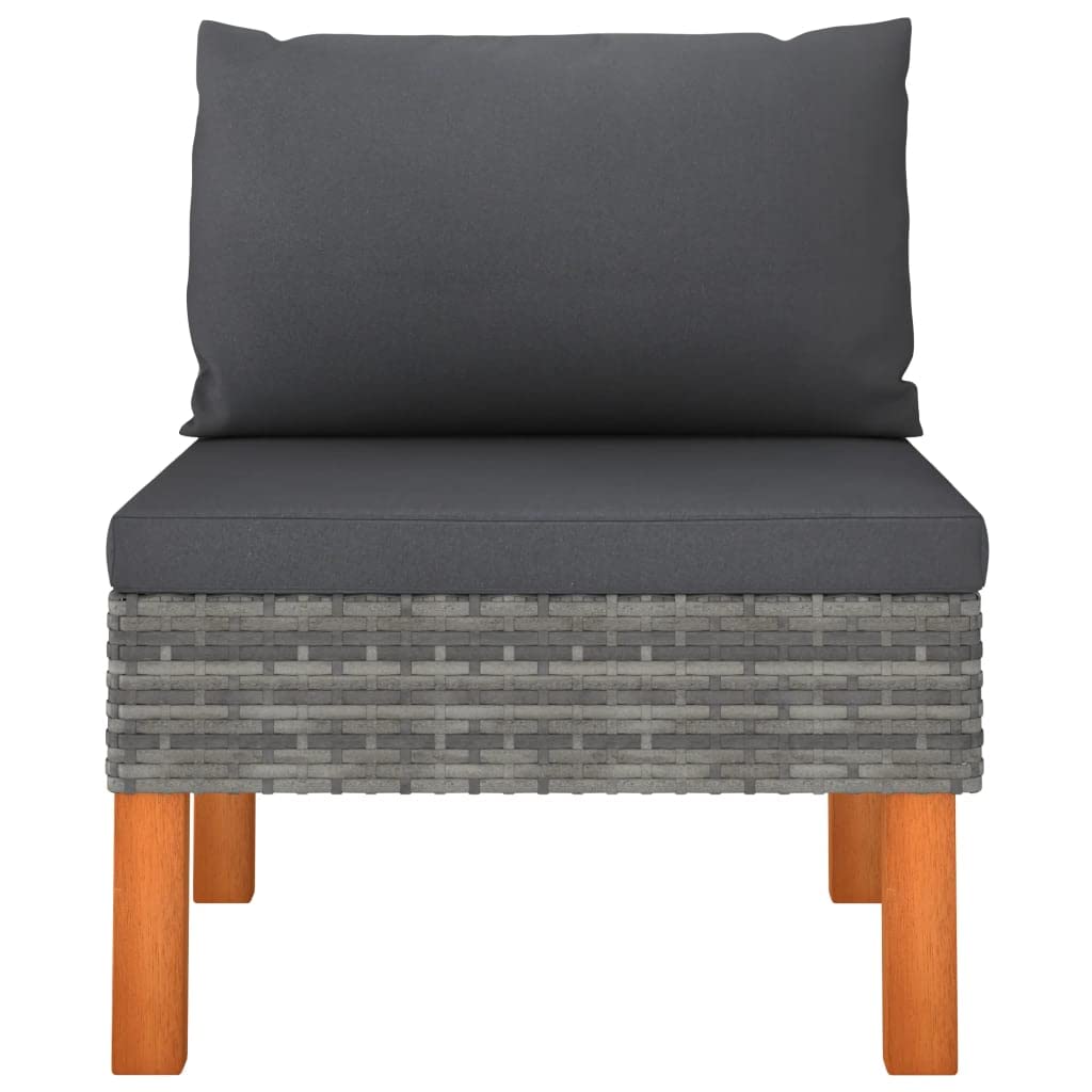 vidaXL Middle Sofas 2 pcs Poly Rattan and Solid Eucalyptus Wood
