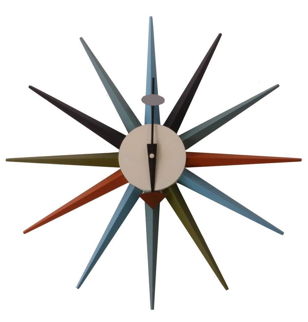 Death by Modernism Sunburst Clock - Multicolor - Reproduction