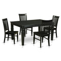 East West Furniture WEST5-BLK-W Weston 5 Piece Dining Set for 4 Includes a Rectangle Kitchen Table with Butterfly Leaf and 4 Dinette Chairs, 42x60 Inch, Black & Cherry