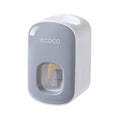 Automatic Toothpaste Dispenser with Wall Mount Toothbrush Holder, Gray