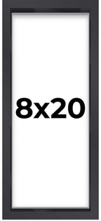 8x20 Shadow Box Black Finish Display Frame | 1'' Depth of Usable Space| Interior Size 8x20 or 20x8 Inches| UV Resistant Acrylic,
