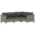 vidaXL Modern Patio Lounge Set - 4 Piece Outdoor Furniture Set with Gray Poly Rattan, Stable Steel Frame, and Comfortable Cushions