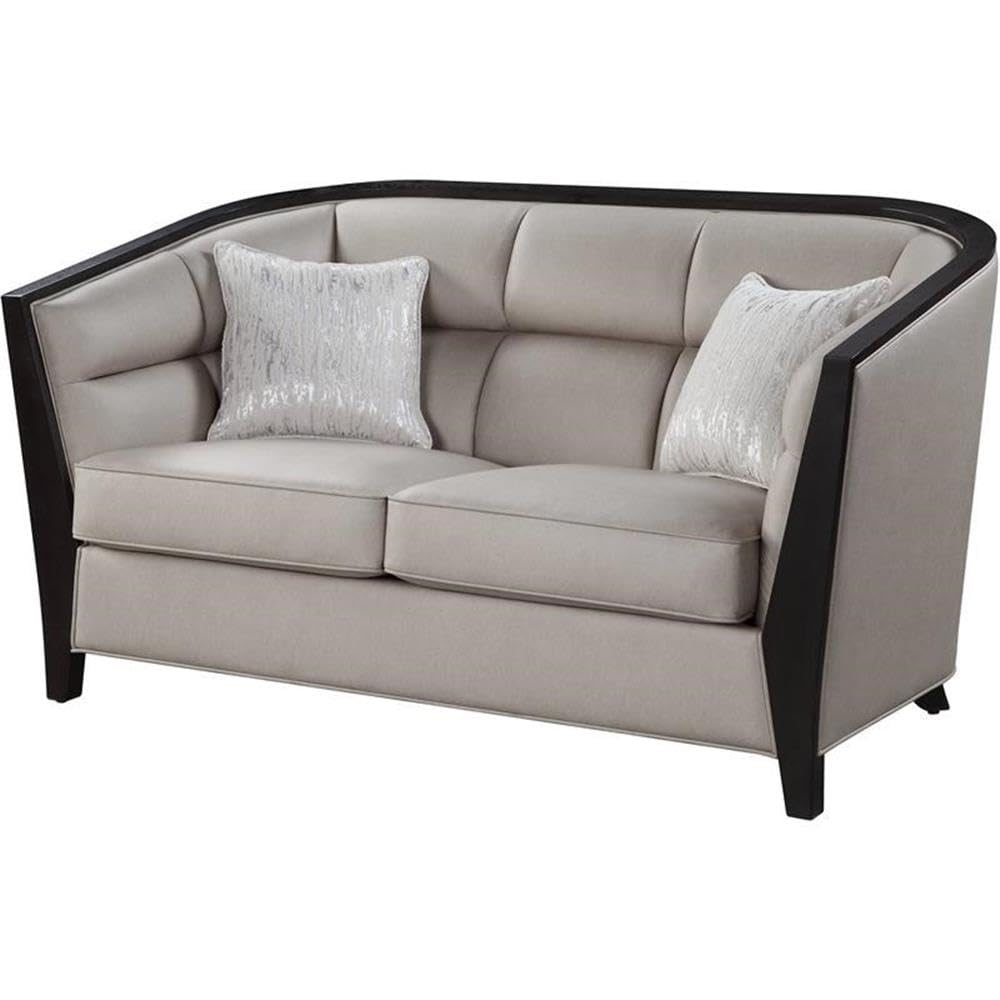 Acme Zemocryss Loveseat with 2 Pillows in Beige Fabric