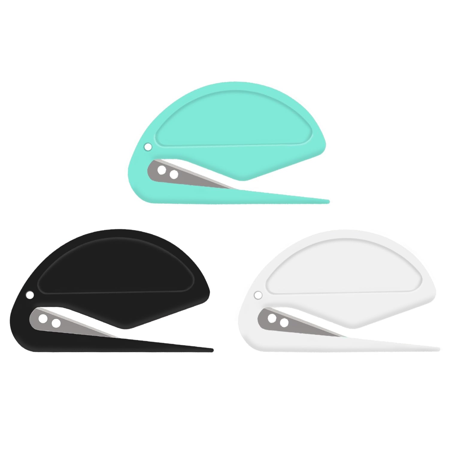 Zonice Letter Opener Envelope Slitter - Envelope Opener,Mail Opener,Wrapping Paper Cutter,Package Opener 3 Pack (Black/Cyan/Whit
