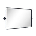 TEHOME Horizontal Pivot Mirror Black Tilt Mirror for Bathroom Beveled Metal Framed Pivoting Rectangle Bathroom Mirror, 35x23''