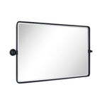 TEHOME Horizontal Pivot Mirror Black Tilt Mirror for Bathroom Beveled Metal Framed Pivoting Rectangle Bathroom Mirror, 35x23''