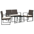 vidaXL 5-Piece Rattan-Styled Patio Dining Set with Cushions - Durable Polypropylene and Steel, with Comfortable Cushions, Brown 
