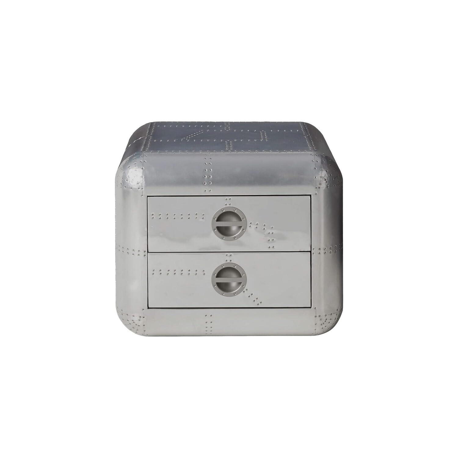 Benzara Bran Caster End Table, Aluminum