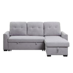 Acme Amboise Fabric Reversible Sleeper Sectional Sofa with Storage in Light Gray