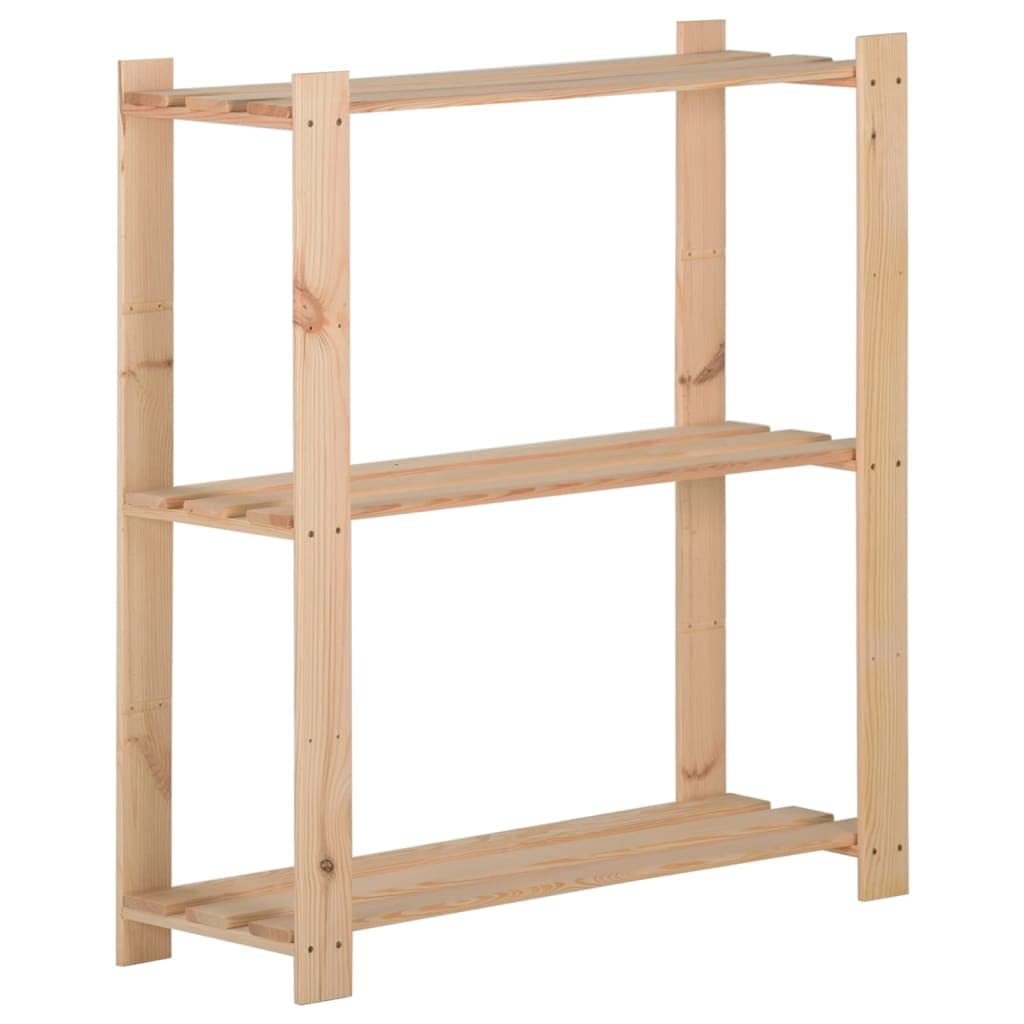 Vidaxl Solid Pinewood Storage Rack, 3-Tier Versatile Design For Kitchens, Laundry Rooms, Offices, Garages, Crafts - 31.5&quot;X11.2&quot;X35.4&quot;