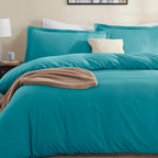 Nestl Teal Duvet Cover King Size - Soft Double Brushed King Duvet Cover Set, 3 Piece, With Button Closure, 1 Duvet Cover 104X90