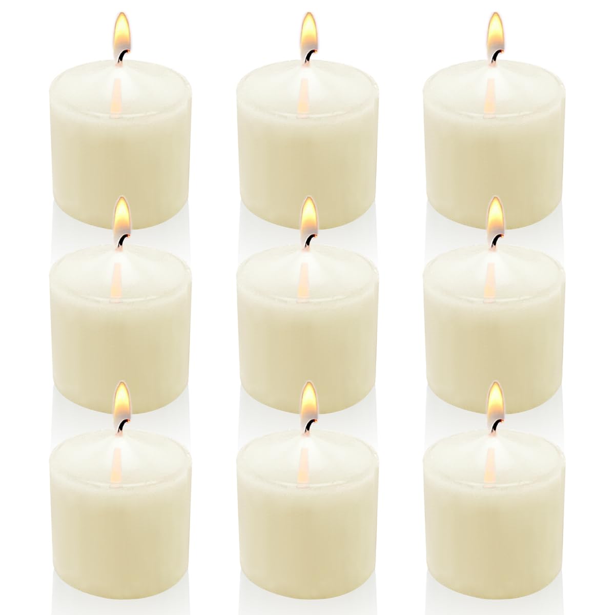 Ivory Votive Candles, 9 Packs Unscented Small Votives for Wedding, Holiday Party, Home Decoration (8 Hour), 1.5 D x 1.25 H