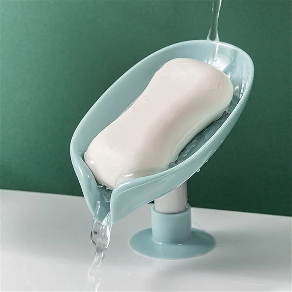 MIRARIYA Leaf Soap Holder with SuctionNot Punched Easy Clean Bar Soap Dish Holder with Suction Cup Soap ( Multicolor ) ( Pack of