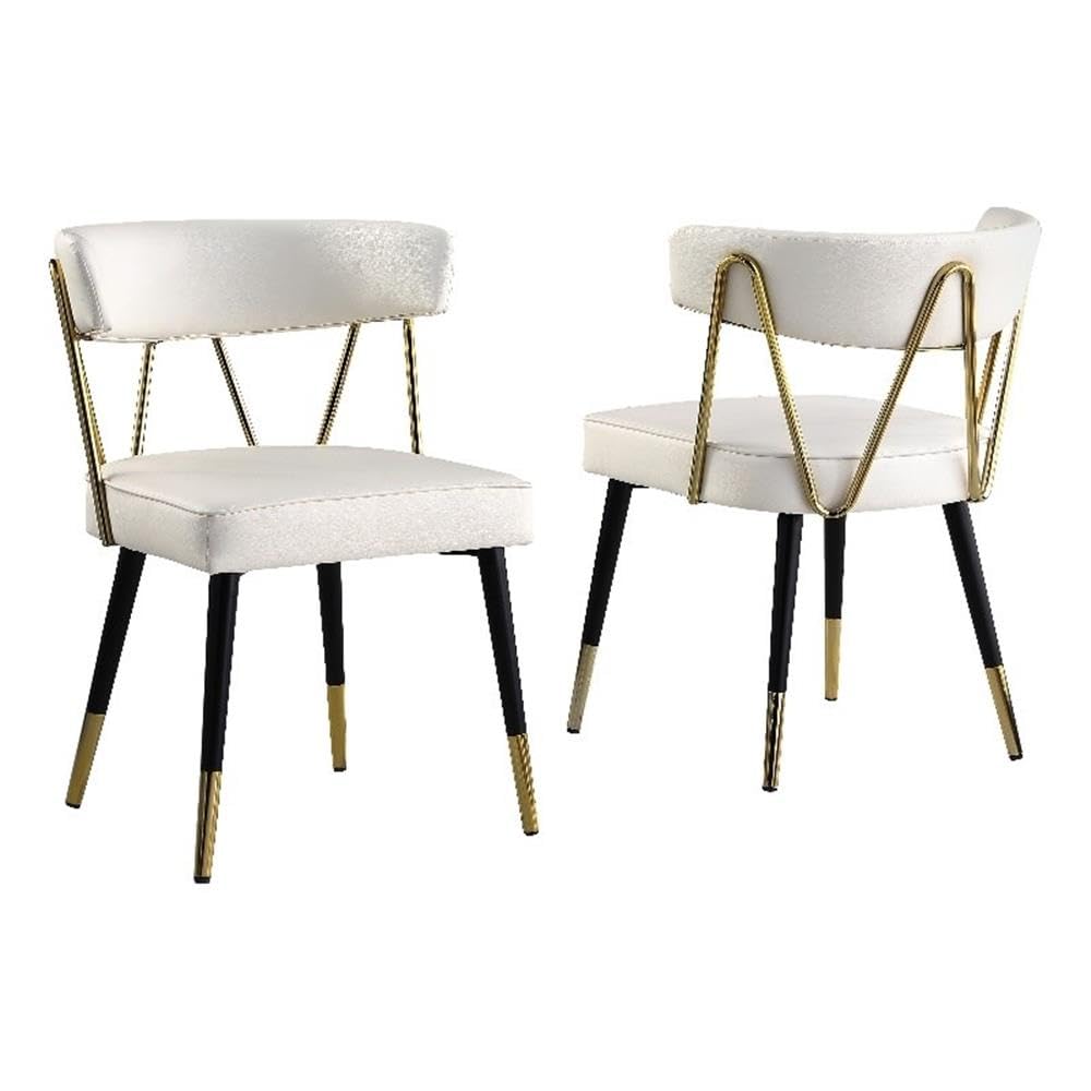 Best Master Furniture Aireys Ivory Faux Leather Armless Chair With Gold Accents (Set Of 2)