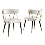 Best Master Furniture Aireys Ivory Faux Leather Armless Chair With Gold Accents (Set Of 2)