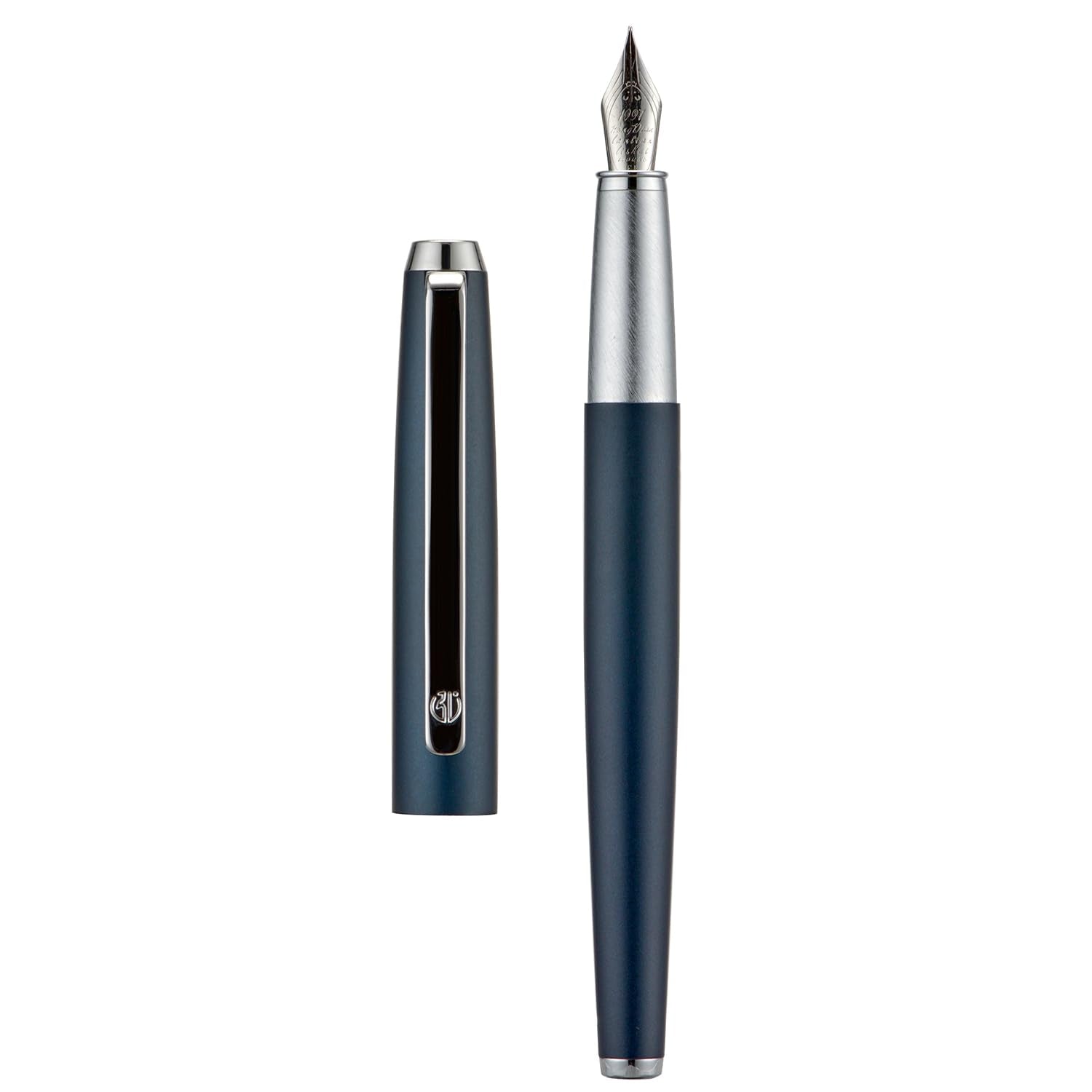 Hongdian 525 Dark Blue Fountain Pen, Extra Fine Nib Classic Pen Includes Metal Pen Case And Refillable Converter