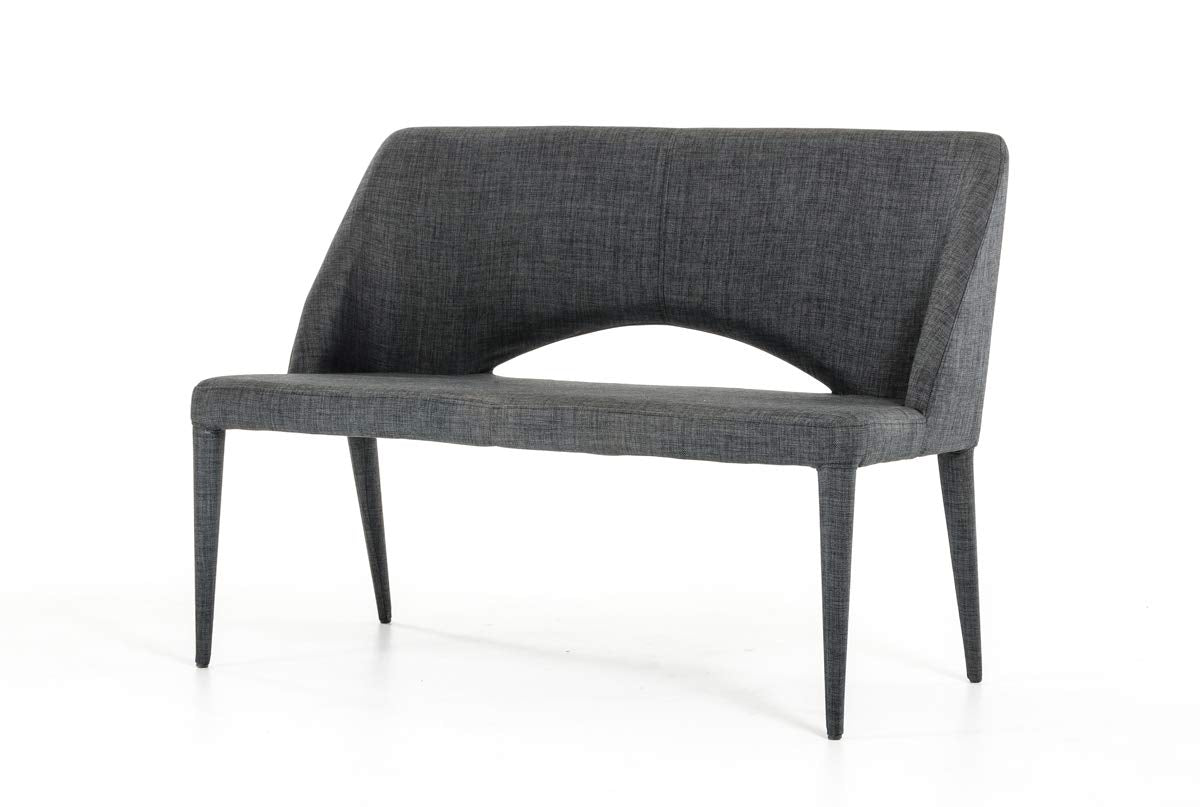 HomeRoots Furniture Modern Dark Grey Fabric Bench (283106)