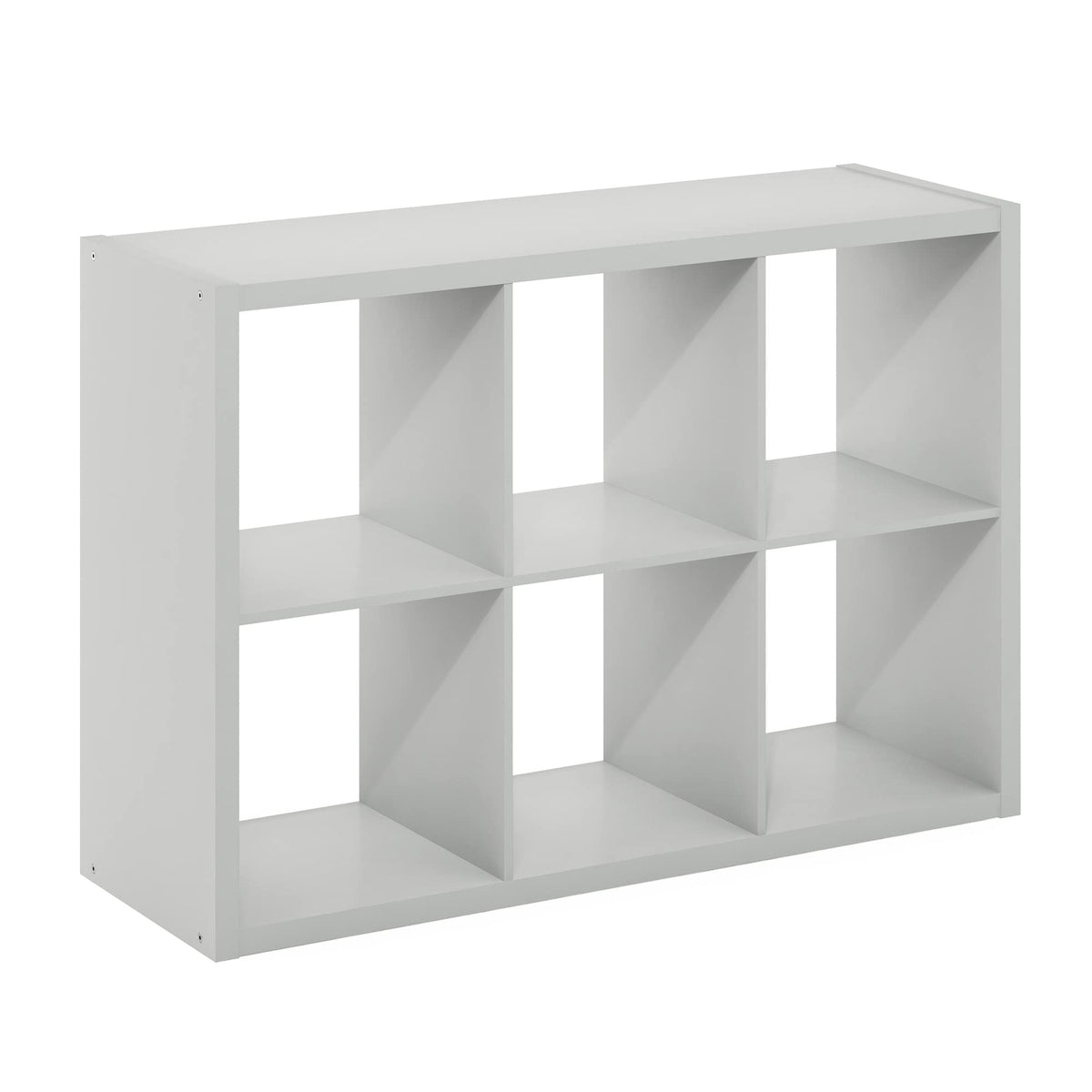 Furinno Cubicle Open Back Decorative Cube Storage Organizer, 6-Cube, Light Grey