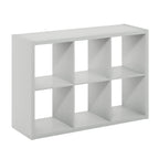 Furinno Cubicle Open Back Decorative Cube Storage Organizer, 6-Cube, Light Grey
