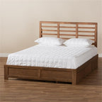 Baxton Studio Piera Modern and Contemporary Transitional Ash Walnut Brown Finished Wood Queen Size 3-Drawer Platform Storage Bed