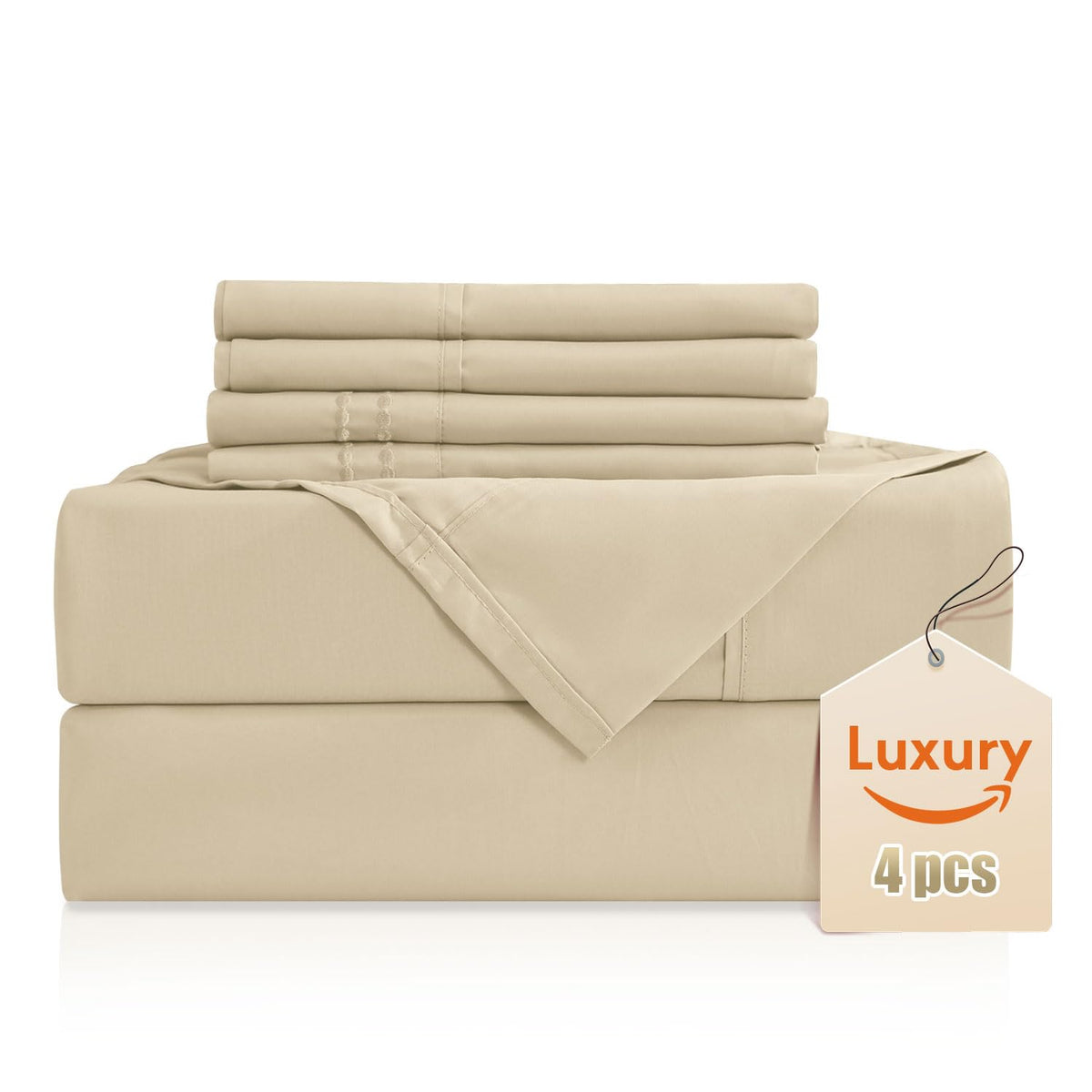 Luxury Silky Soft Bed Sheet Set, 4 Piece,Twin Xl Size, Fits 16 Inch Deep Pocket Mattresses, Wrinkle Free & Breathable Cooling, B