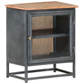 vidaXL Solid Acacia Wood Bedside Cabinet - Industrial-Style Gray Nightstand with Glass Door, Versatile Storage, No Assembly Needed