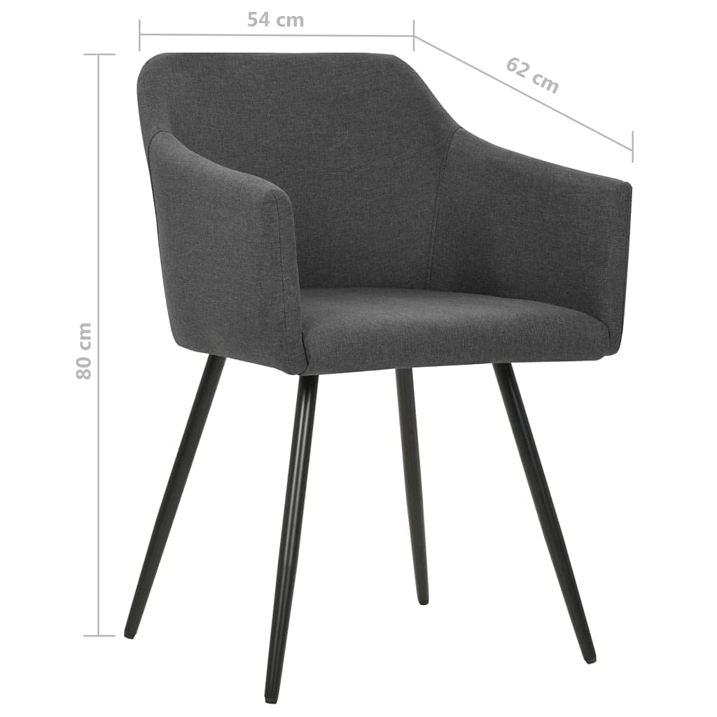vidaXL Dining Chairs 2 pcs Dark Gray Fabric