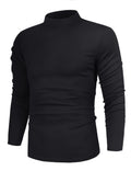 Poriff Mens Casual Turtleneck Long Sleeve Slim Fit Tops Mock Neck Pullover Sweater Black Xxl